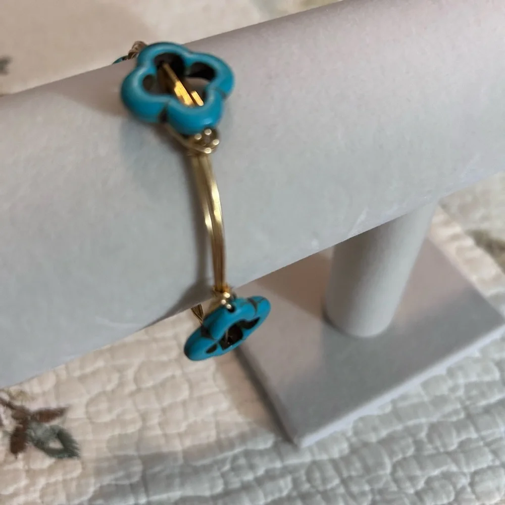 Vintage Wire Wrapped Turquoise and Crystal Beaded Bracelet Set